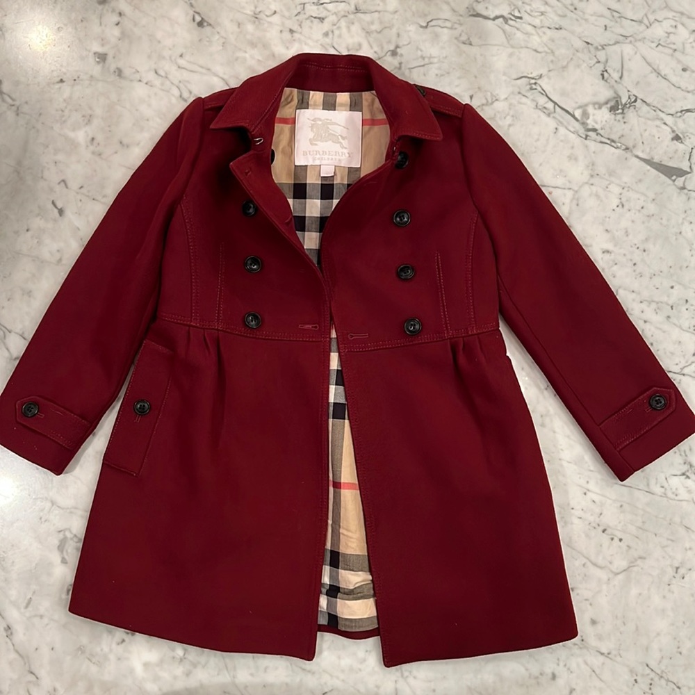 Burberry Girl Red Wool Trench Coat